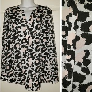 TALBOTS Pink Leopard Silky Long Sleeves Blouse Med